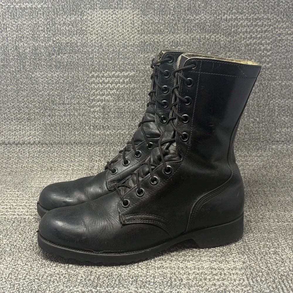 1977 Vtg Black Genesco CIC Vietnam Combat Boots Mens Size 9 R Waffle Bottom USA